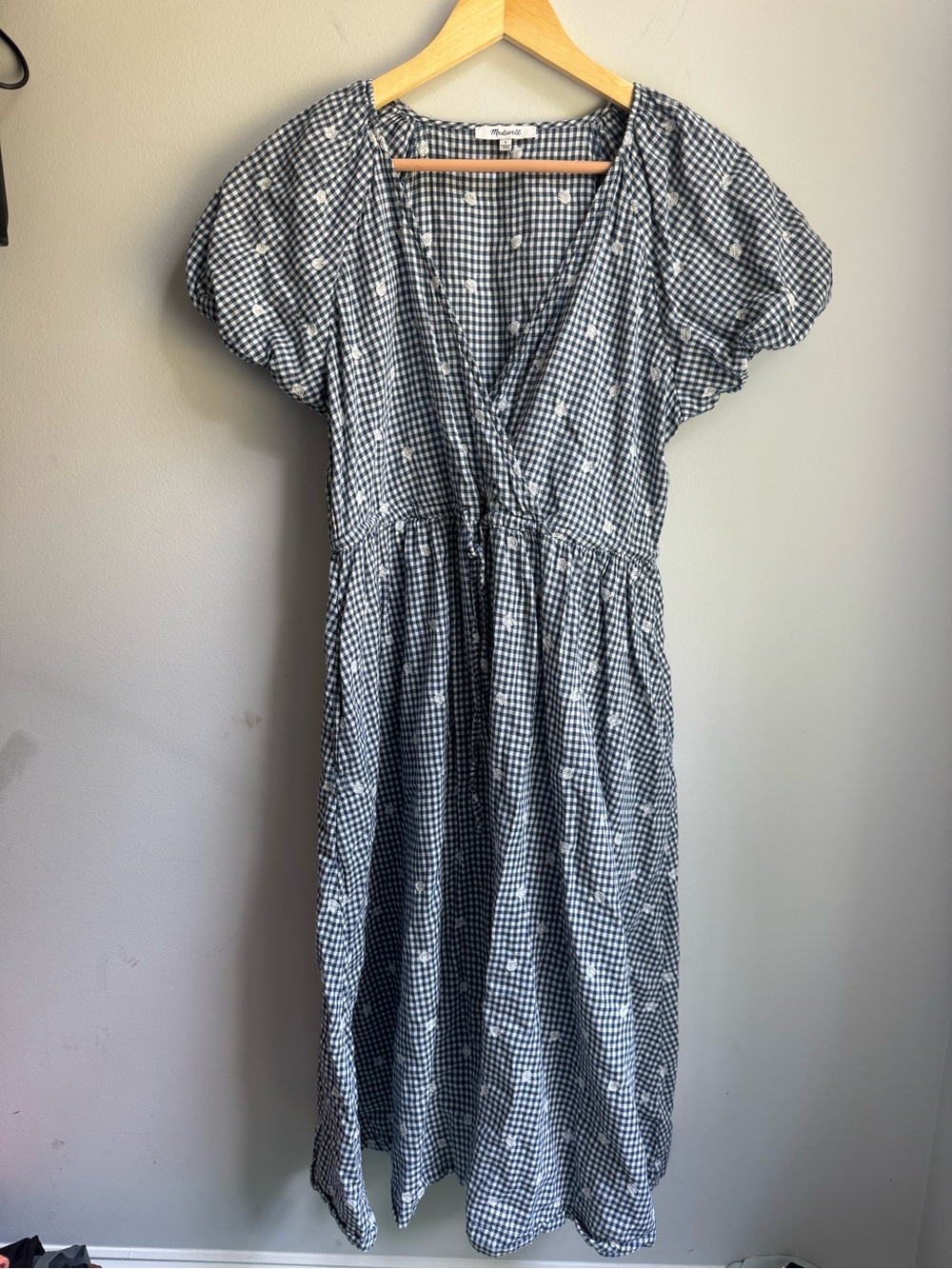 Madewell Black & White Gingham Midi Dress